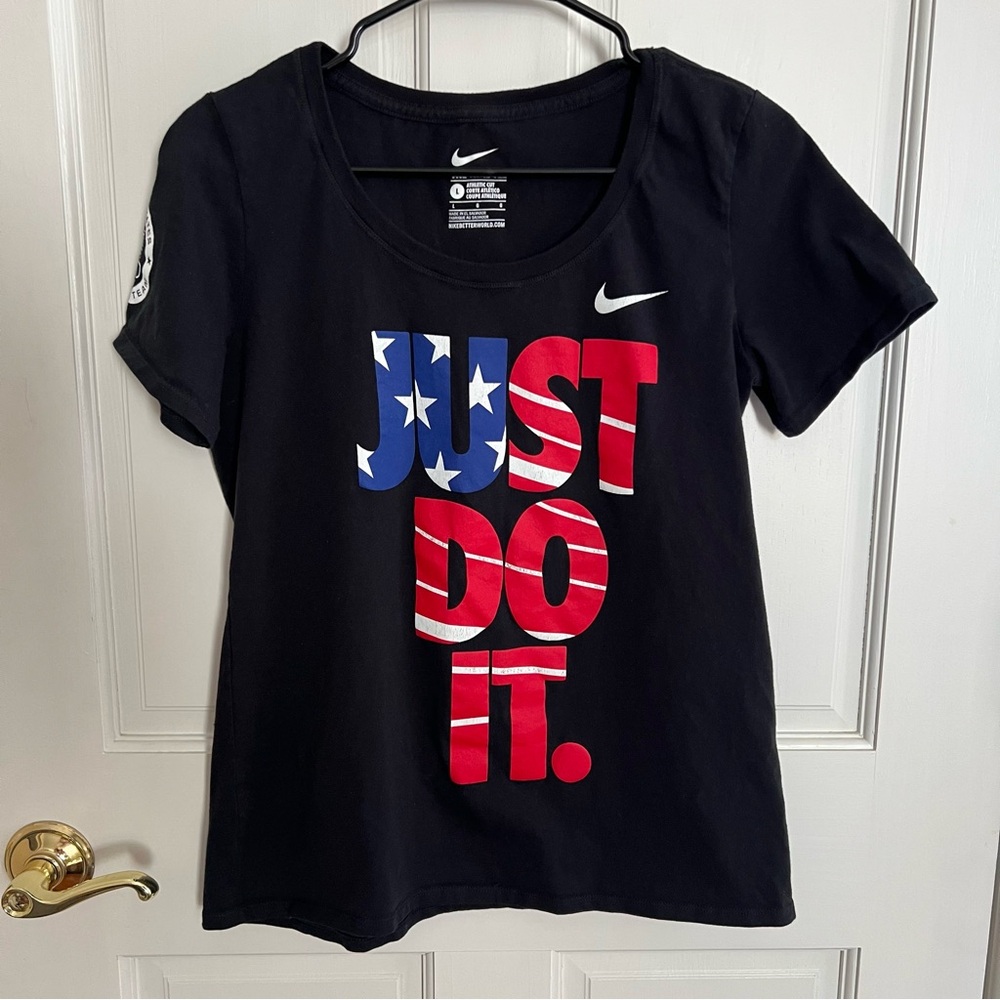 Womens NIKE Olympic Team USA JUST DO IT Cap Sleeve 100% Cotton Tee Size Large